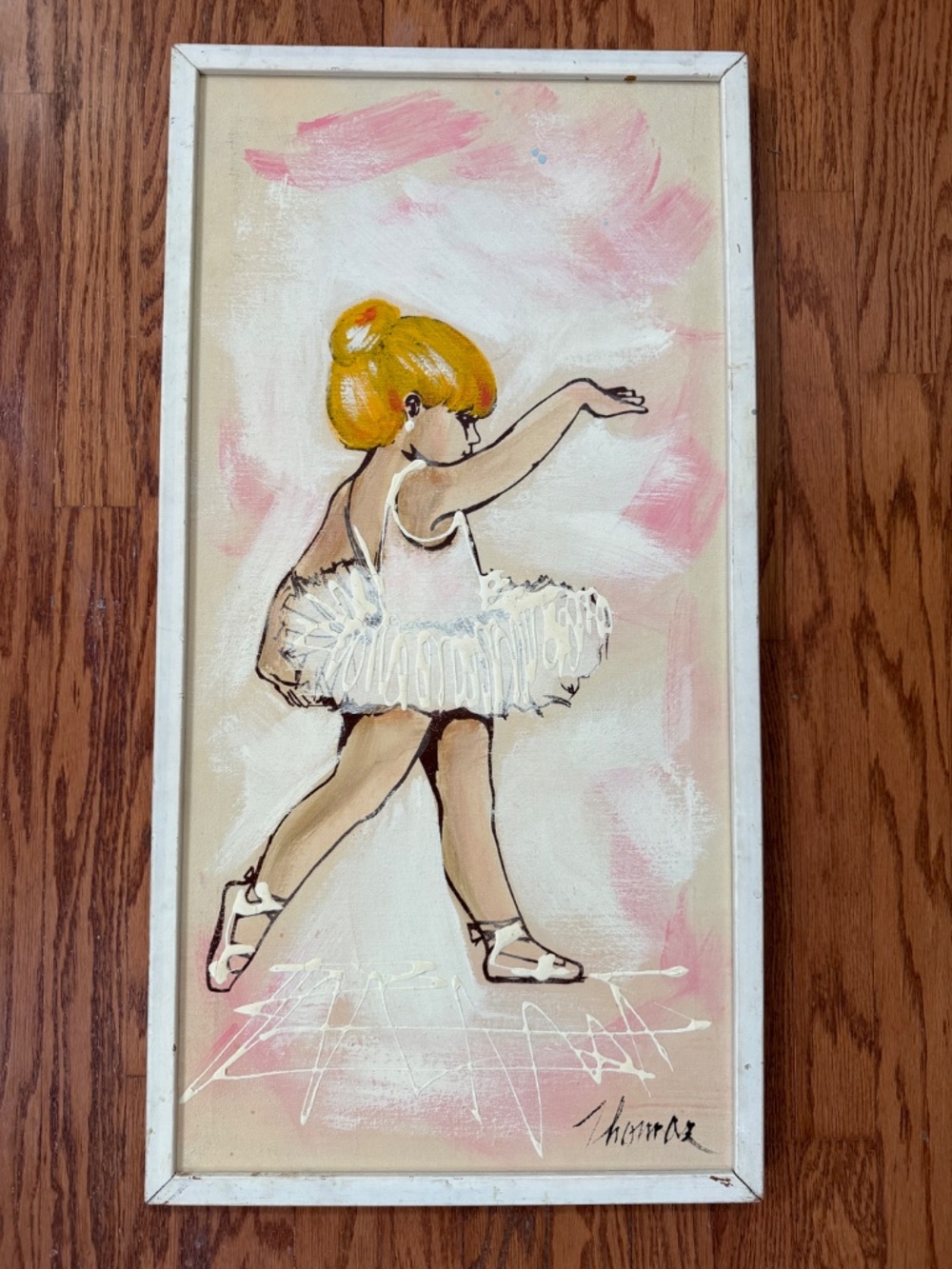 Vintage Girl Ballet Dancer Painting